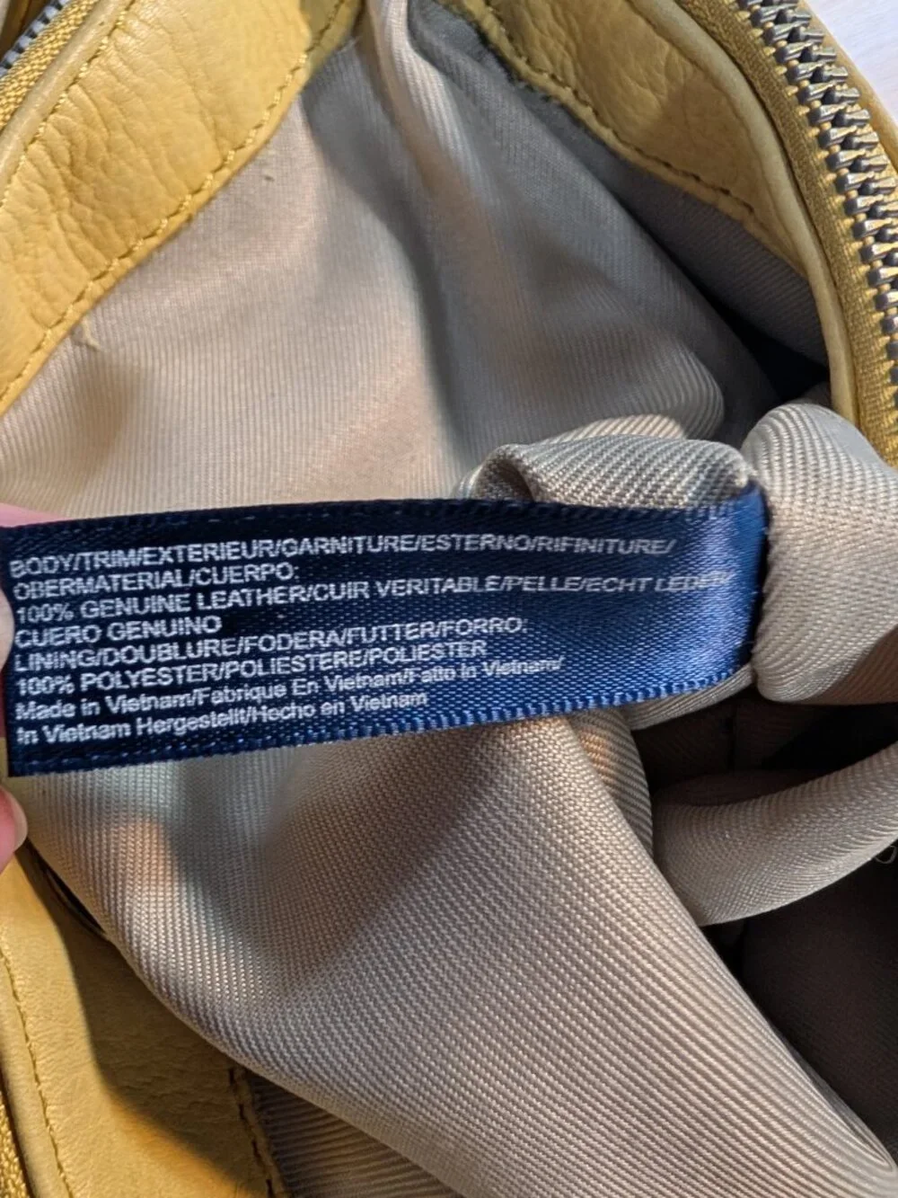 American Leather Co. Yellow Leather Crossbody Hobo Bag
